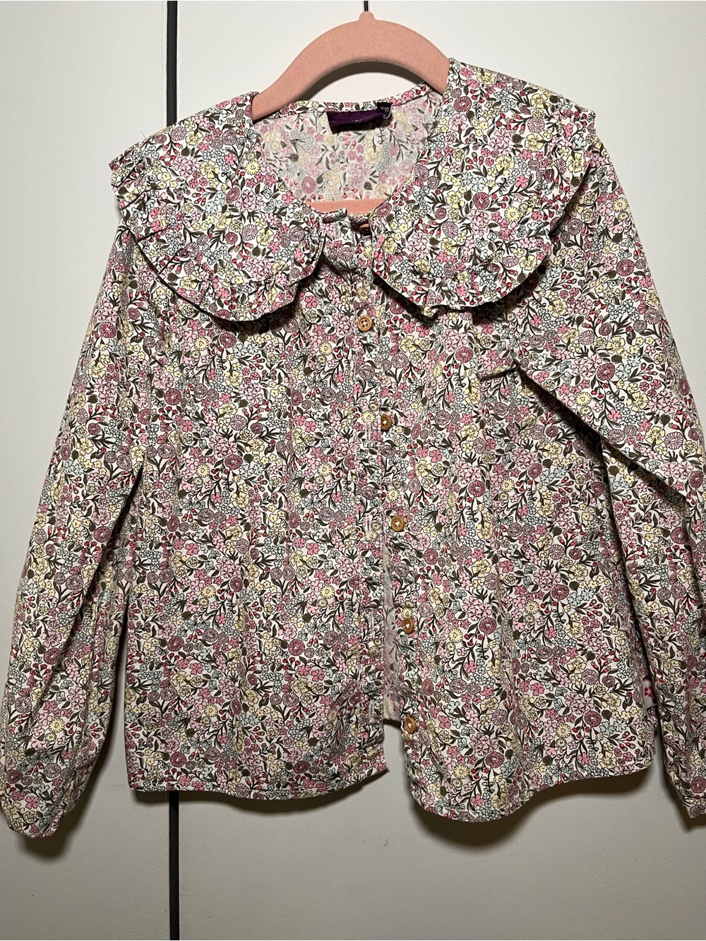 Sergent Major Girls Floral Button-Up Blouse with Peter Pan Collar size 9